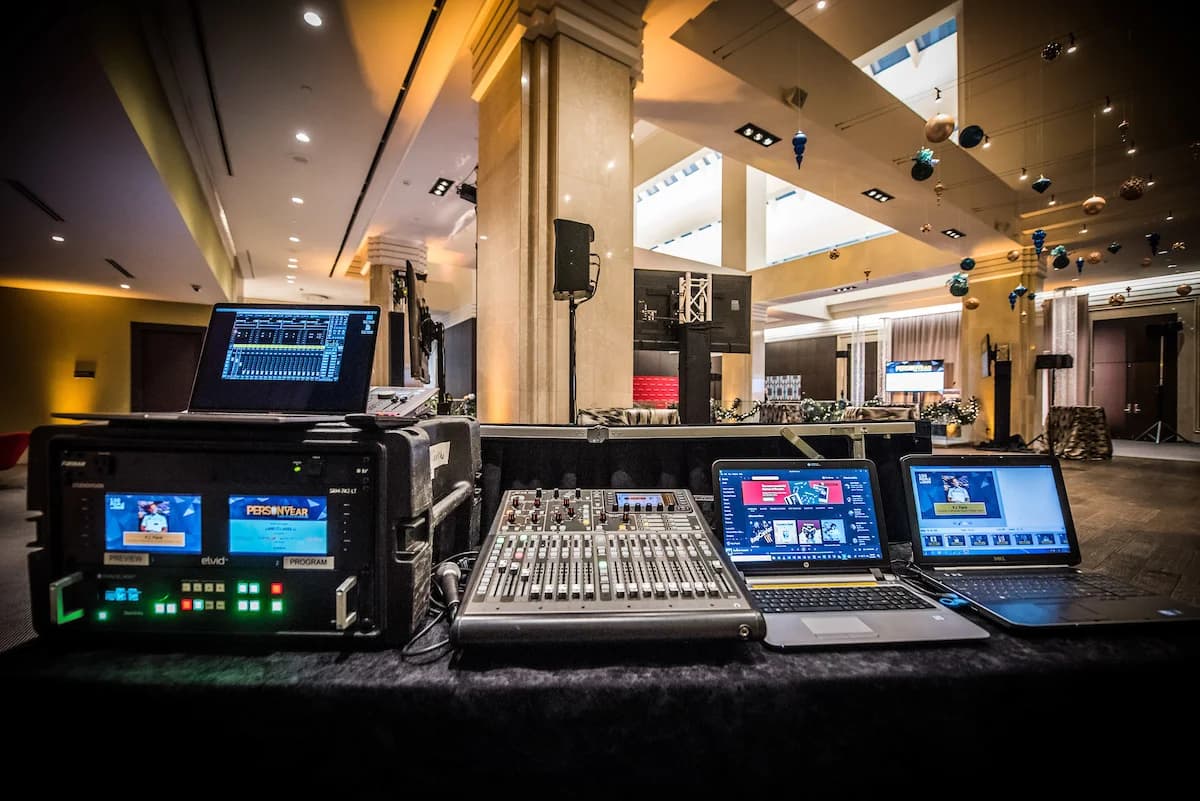 Professional AV setup at corporate event