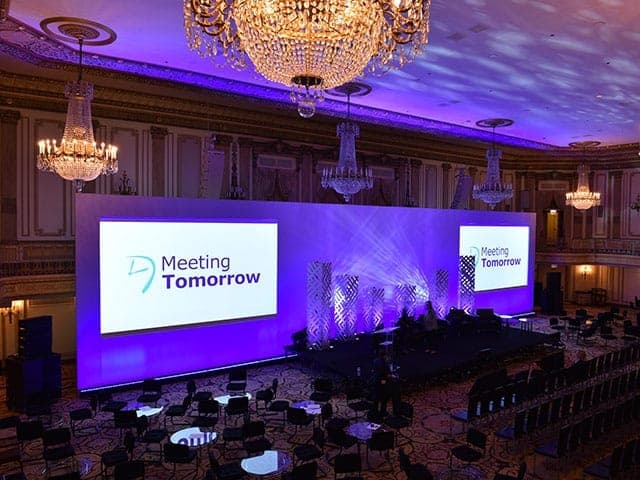 Full production setup at corporate event