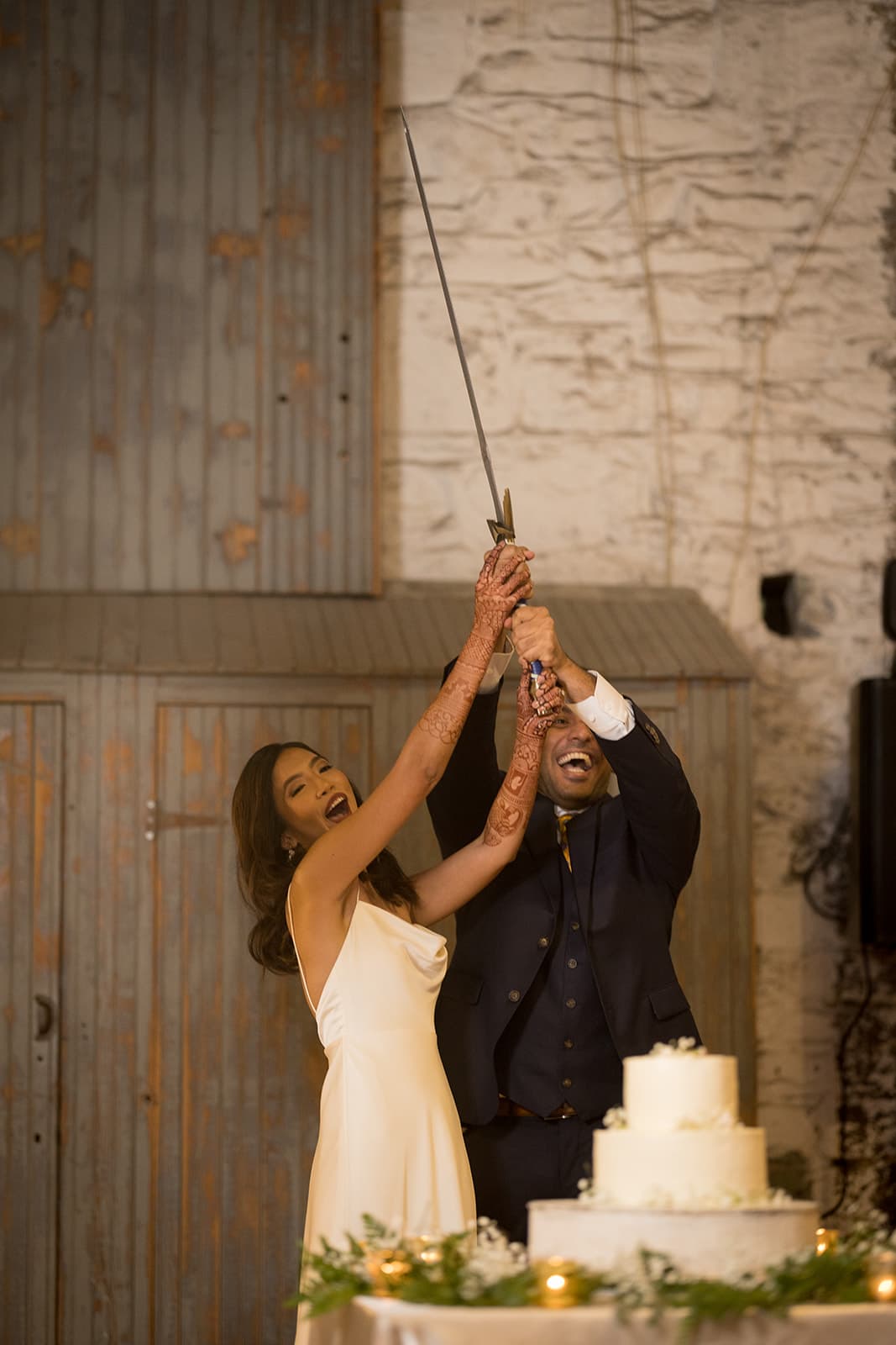 Guests celebrating at wedding reception